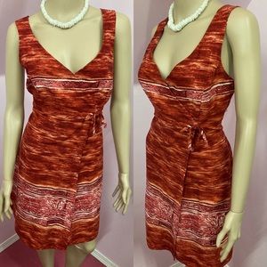 Hilo Hattie Cotton Barkcloth Hawaiian Wrap Dress.S